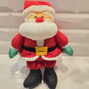 Vintage Hallmark Nylon SANTA CLAUS Plush Doll 12" Parachute Style Stuffed Toy